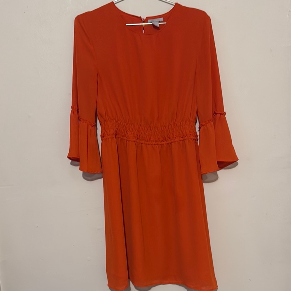 H&M Vibrant Orange Long Sleeve Dress
